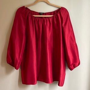 TALBOTS Garnet Red Silk Poet Sleeve Blouse